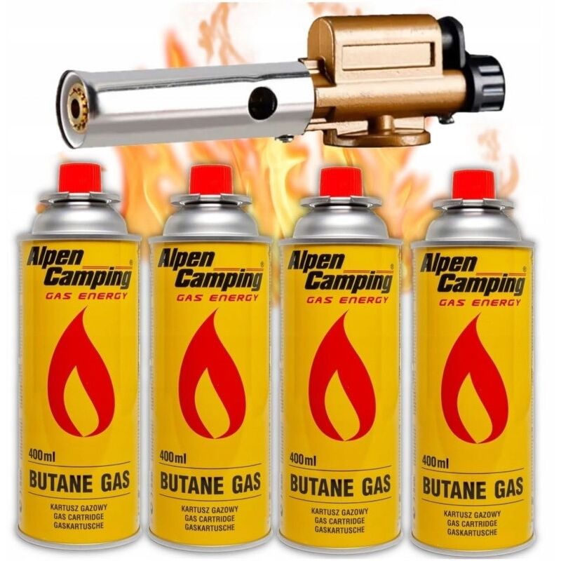foto del prodotto pistola termica a gas con bruciatore, lampada in ghisa 4 cartucce 1300c 1,5l gas