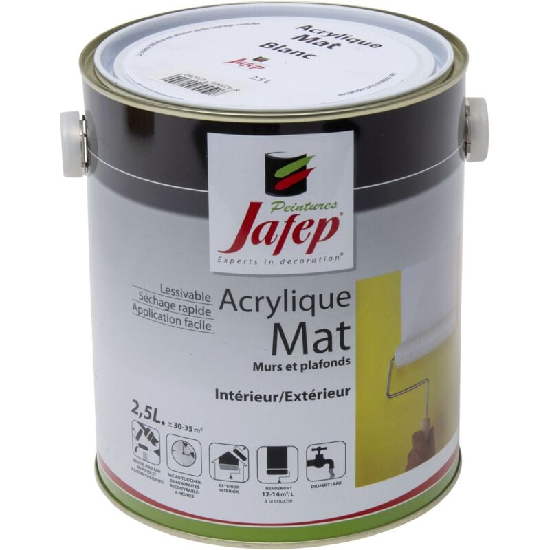 foto del prodotto pittura acrilica bianca opaca jafep 2,5 l