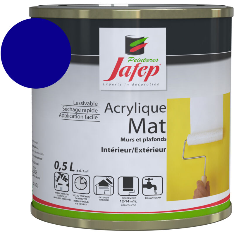 foto del prodotto pittura acrilica opaca blu scuro jafep 0,5l