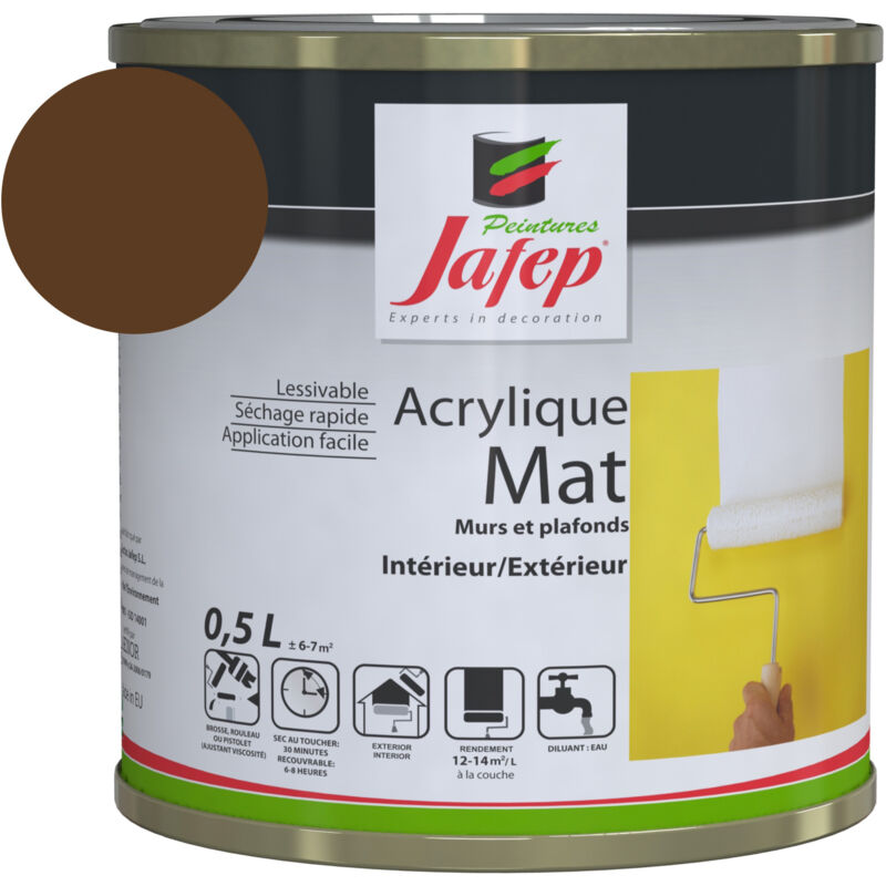 foto del prodotto pittura acrilica opaca cioccolato jafep 0,5l0,5 l