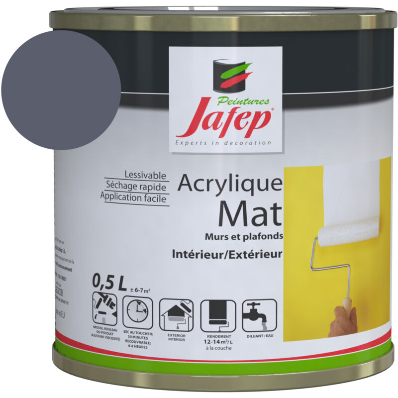 foto del prodotto pittura acrilica opaca grigio ardesia jafep 0,5 l