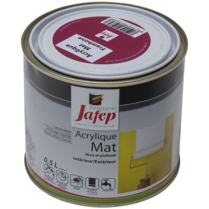 foto del prodotto pittura acrilica opaca lampone jafep 0,5l0,5 l