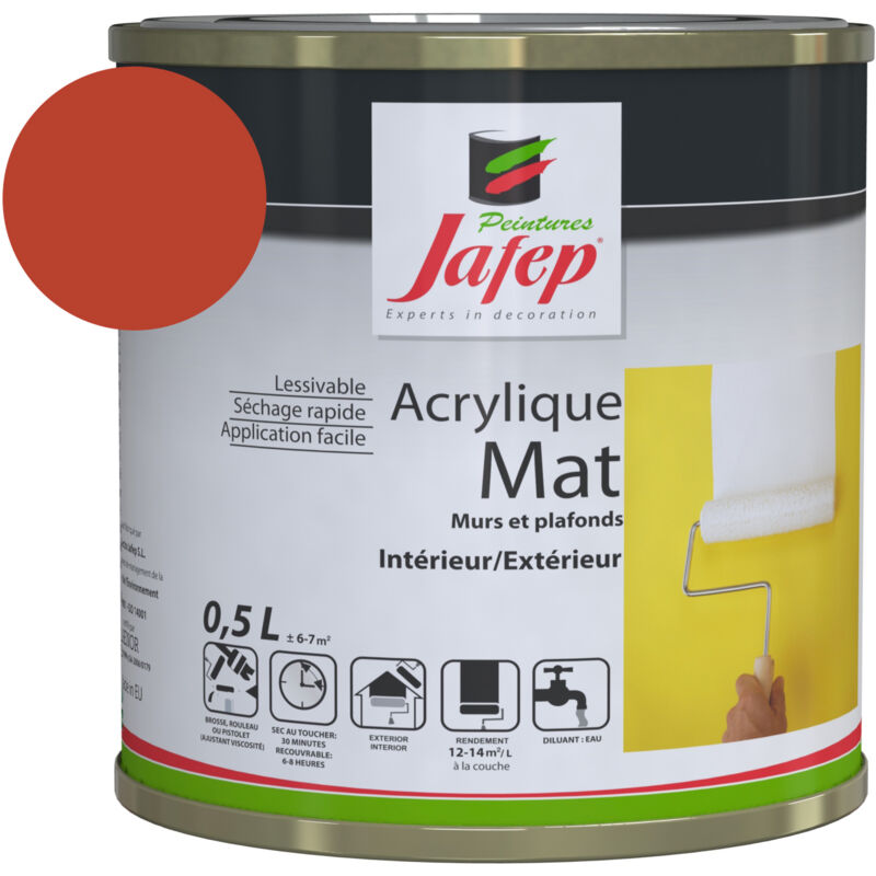 foto del prodotto pittura acrilica opaca rossa vivace jafep 0,5 l