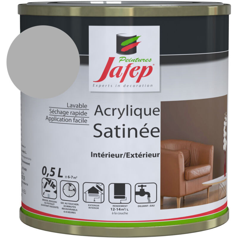 foto del prodotto pittura acrilica satinata grigio acciaio jafep 0,5l