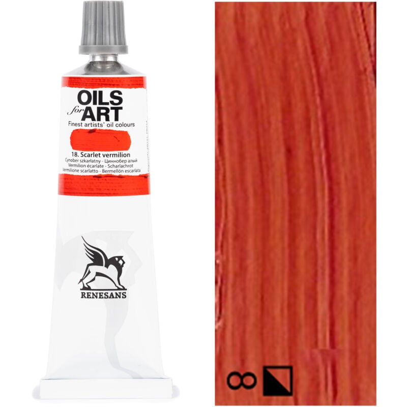 foto del prodotto pittura ad olio oli per arte artistico renesans 60ml 18 cinonabro criminale