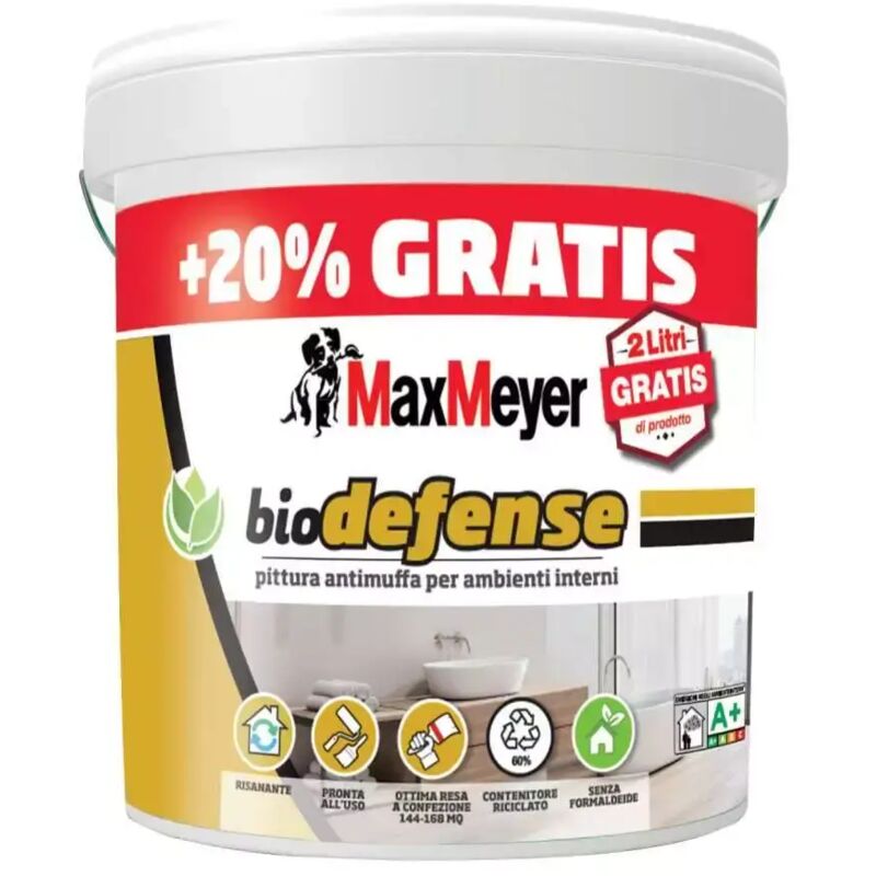 foto del prodotto pittura antimuffa pronta all uso biodefence 10lt 2lt omaggio max meyer