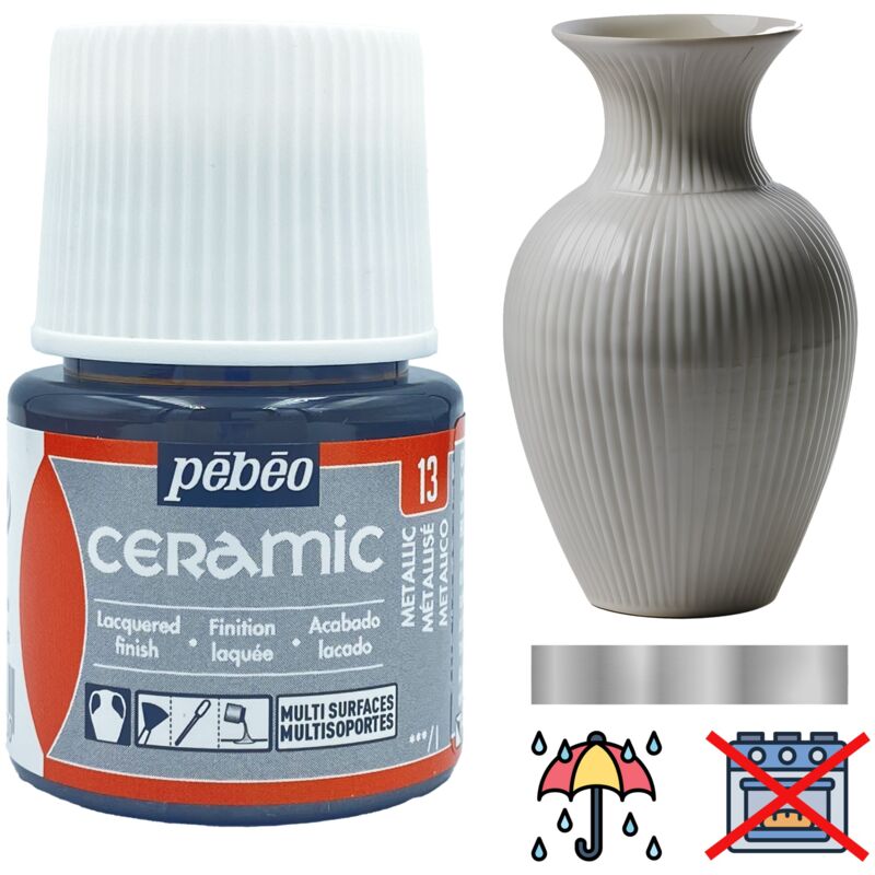 foto del prodotto pittura ceramica a freddo, decorativa, resistente pebeo 13 metallic 45ml