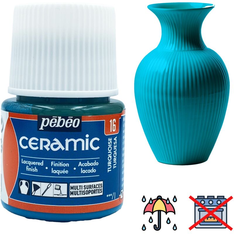 foto del prodotto pittura ceramica decorativa e resistente a freddo pebeo 16 turchese 45ml