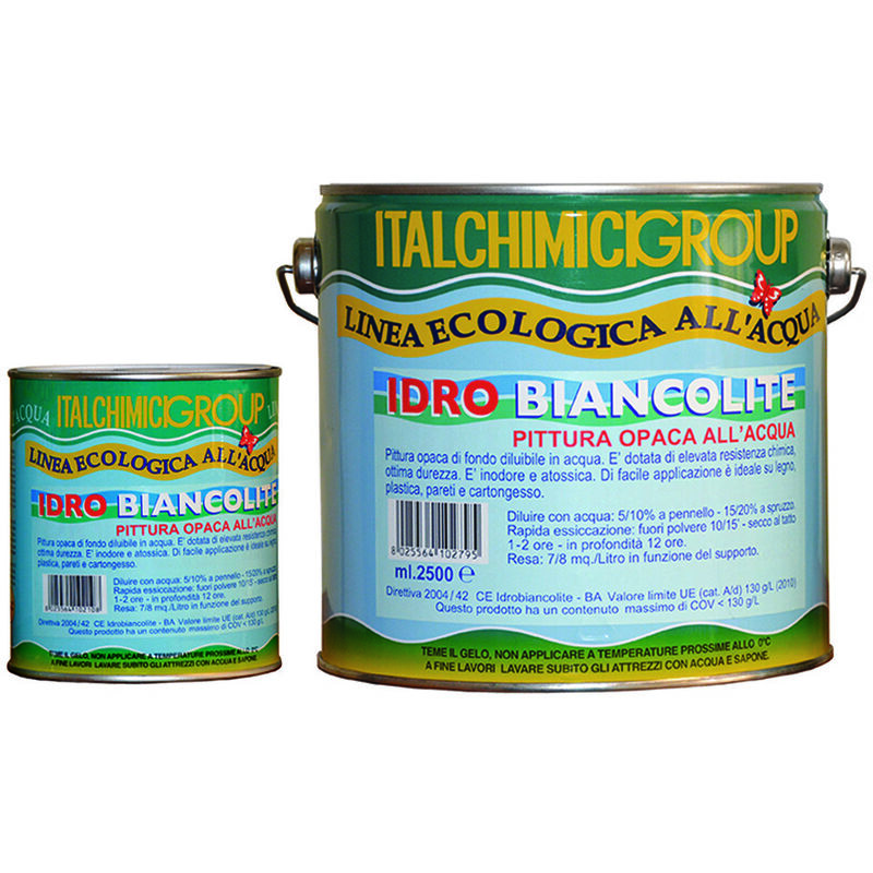 foto del prodotto pittura di fondo opaca all acqua idrobiancolite ml.750