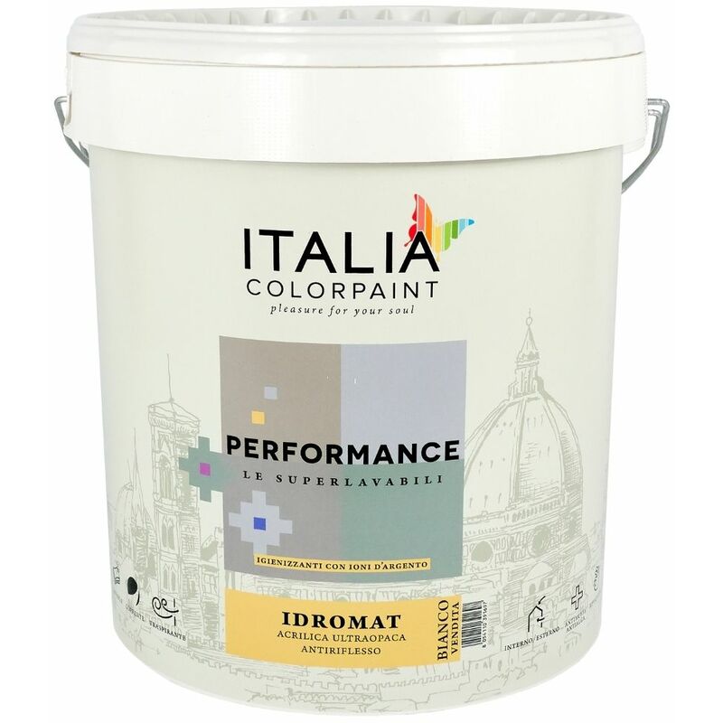 foto del prodotto pittura idromat acrilica superlavabile performance ioni argento litri 1 bianco