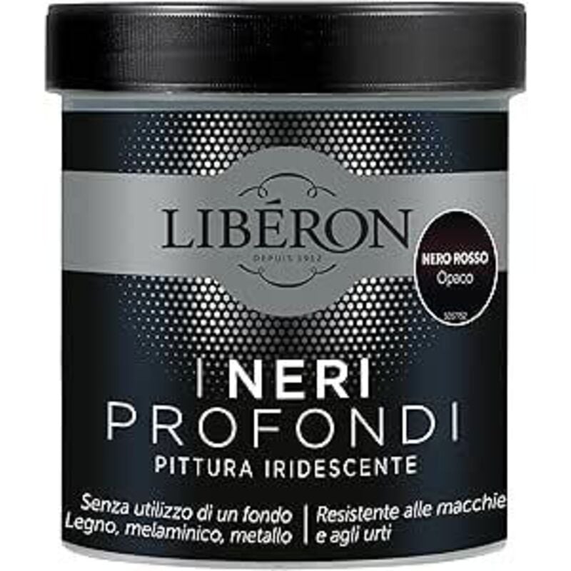 foto del prodotto pittura iridescente i neri profondi nuovo nero rosso opaco 500ml liberon