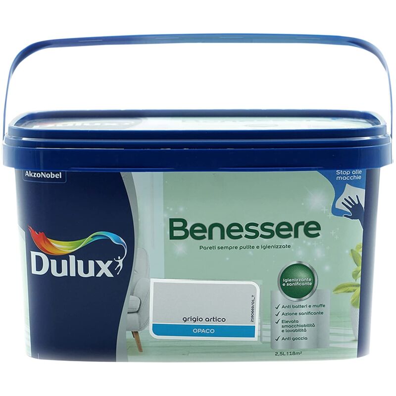 foto del prodotto pittura lavabile antimacchia grigio artico 2.5 l dulux benessere