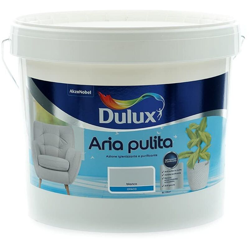 foto del prodotto pittura lavabile con formula anti inquinamento bianco 5l dulux
