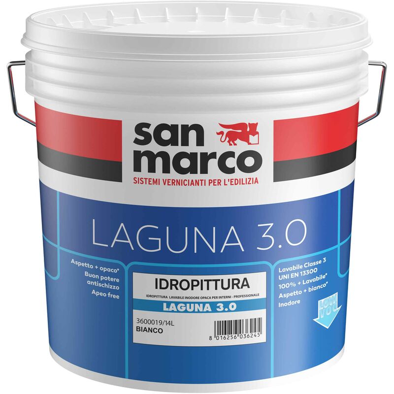 foto del prodotto pittura lavabile laguna 3.0 bianco lt.14