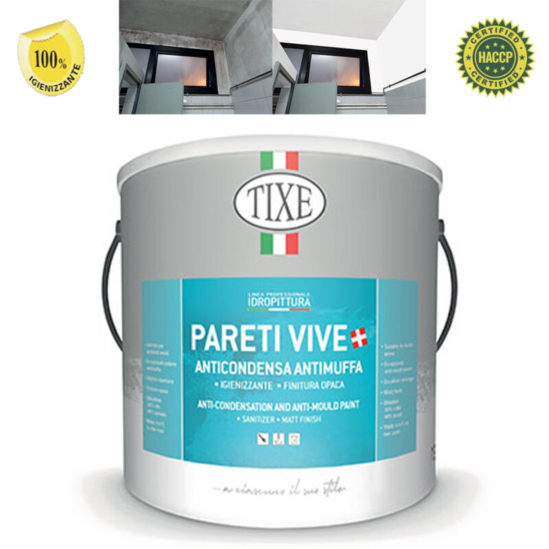 foto del prodotto pittura lavabile pareti vive anticondensa con antimuffa certificata hccp tixe 4 lt
