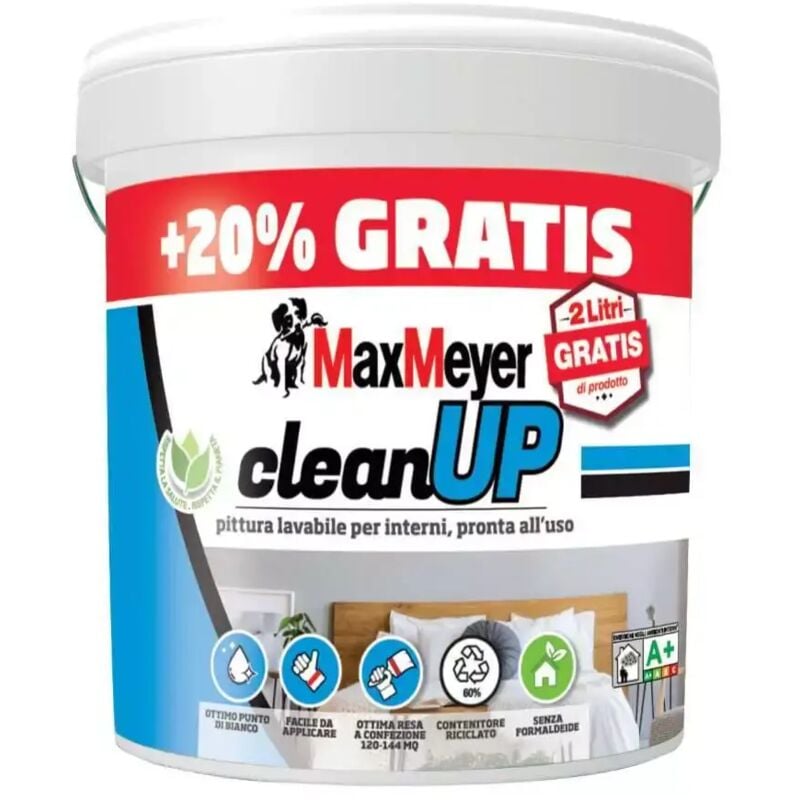 foto del prodotto pittura lavabile pronta all uso clean up 10lt 2lt omaggio max meyer