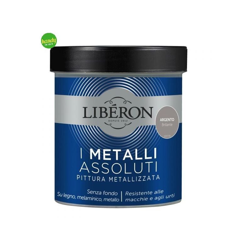 foto del prodotto pittura metallizzata liberon i metalli assoluti 500ml argento brillante