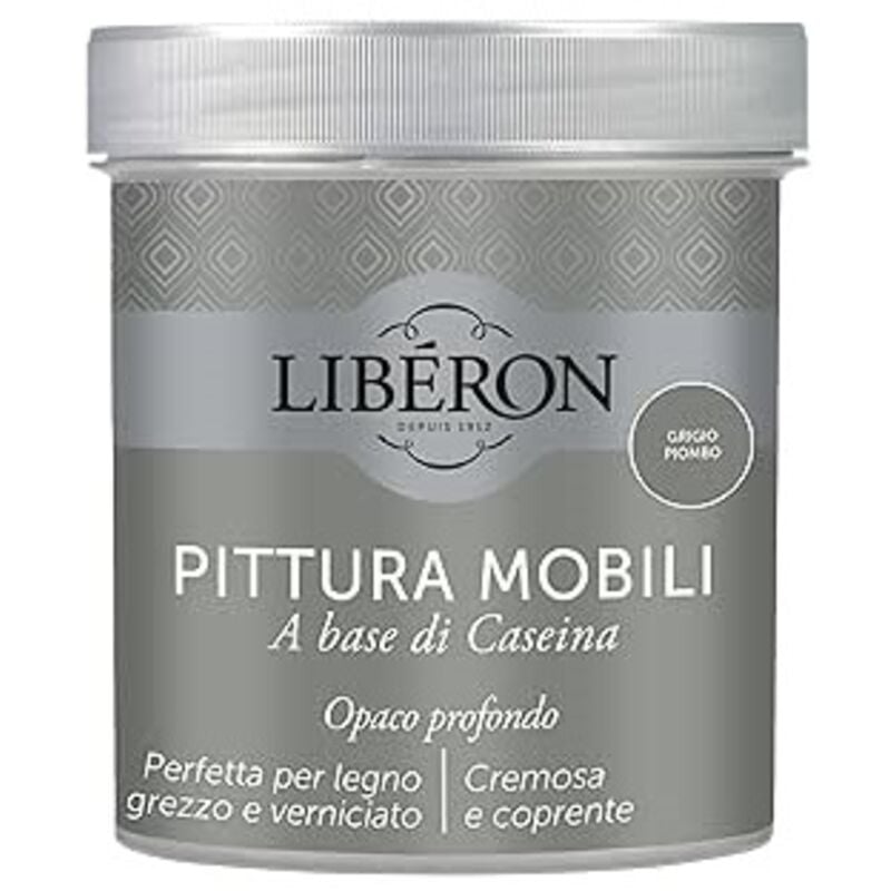 foto del prodotto pittura mobili a base di caseinaopaco profondo grigio piombo 500ml liberon