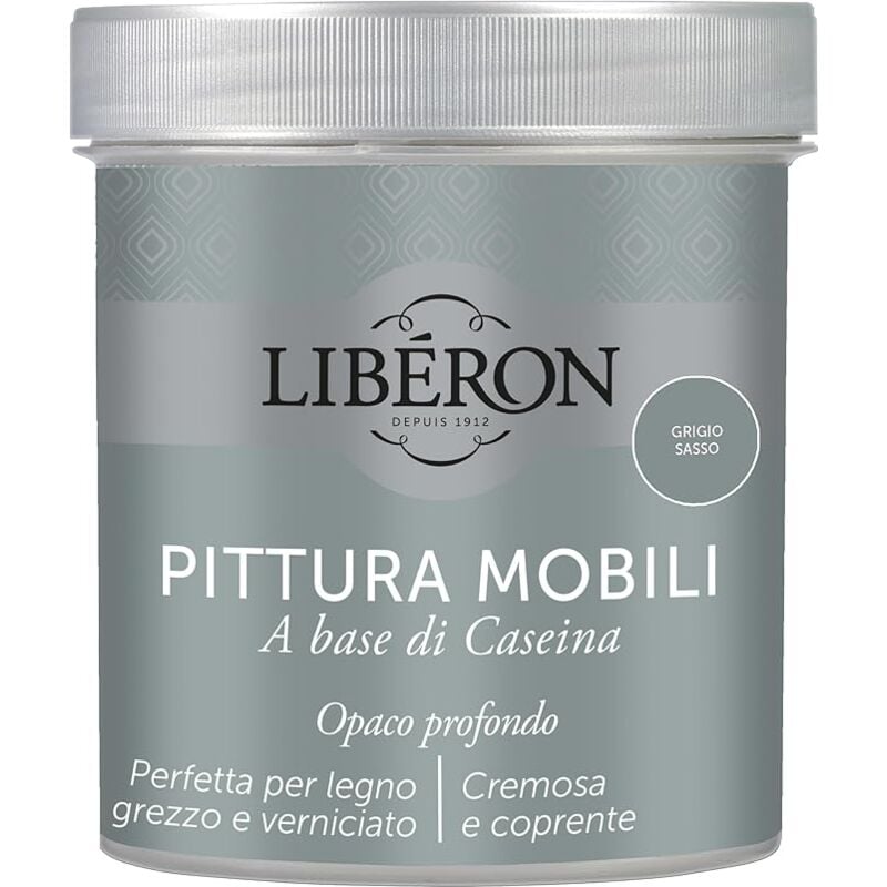 foto del prodotto pittura mobili a base di caseinaopaco profondo grigio sasso 500ml liberon
