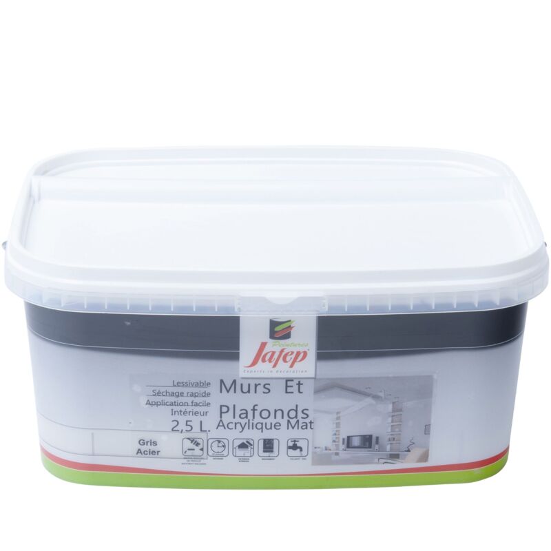 foto del prodotto pittura murale e soffitto acrilico opaco grigio acciaio 2,5l jafep
