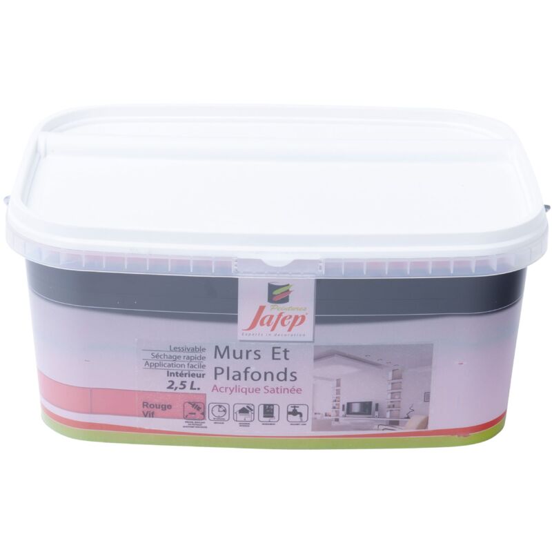 foto del prodotto pittura murale e soffitto satinata rosso vivo 2,5l jafep