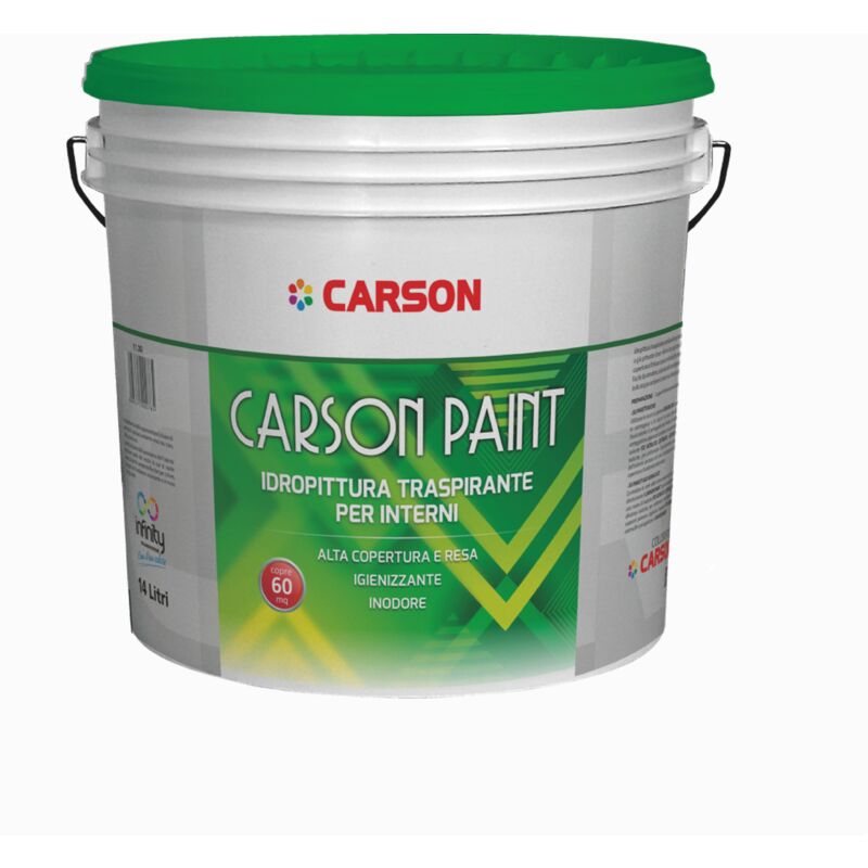 foto del prodotto pittura murale traspirante bianca idropittura per interni carson paint 14 lt