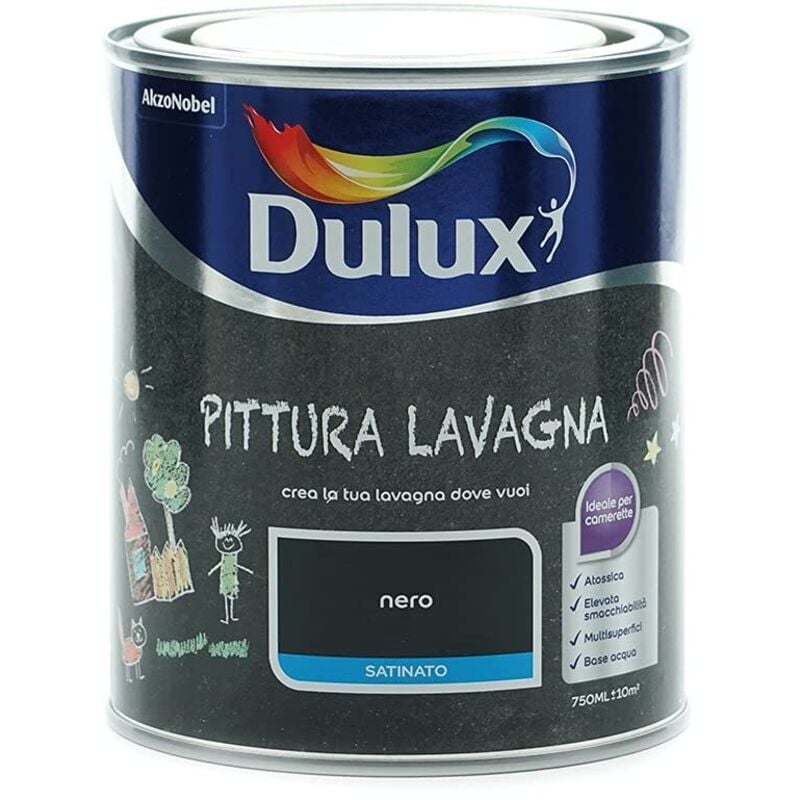 foto del prodotto pittura nera all acqua effetto lavagna, 0.75 litri, nero dulux