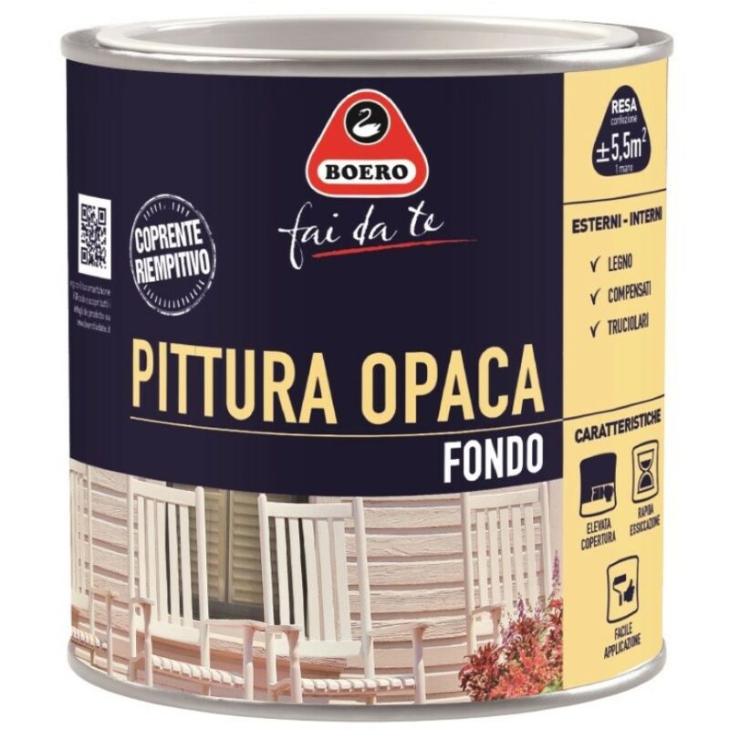 foto del prodotto pittura opaca di fondo bianco 0,5 litri boero