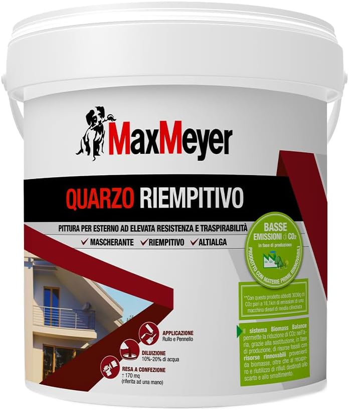 foto del prodotto pittura per esterni antialga quarzo riempitivo, colore bianco, 4l