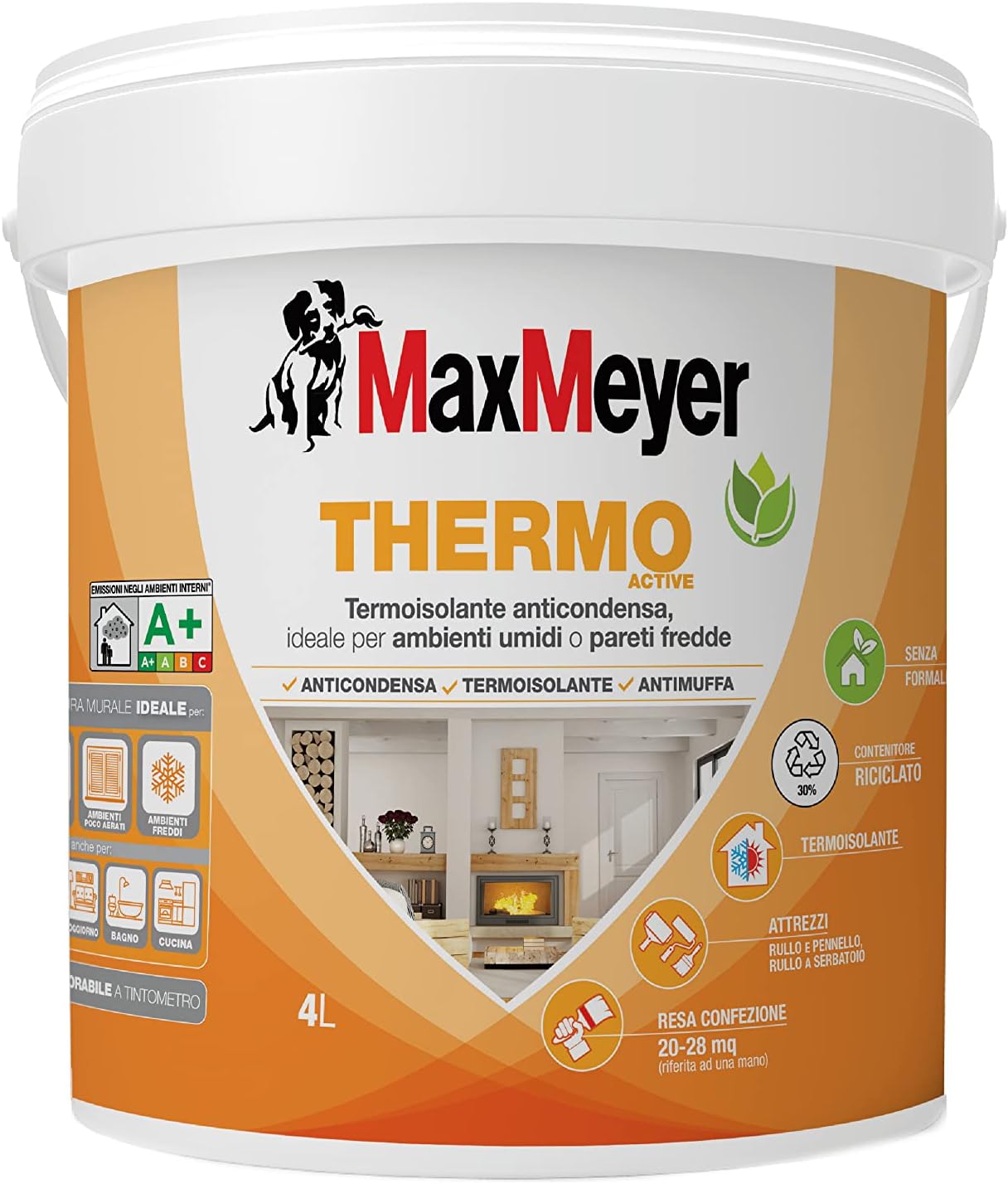 foto del prodotto pittura per interni antimuffa e anticondensa thermo active a+, 4l