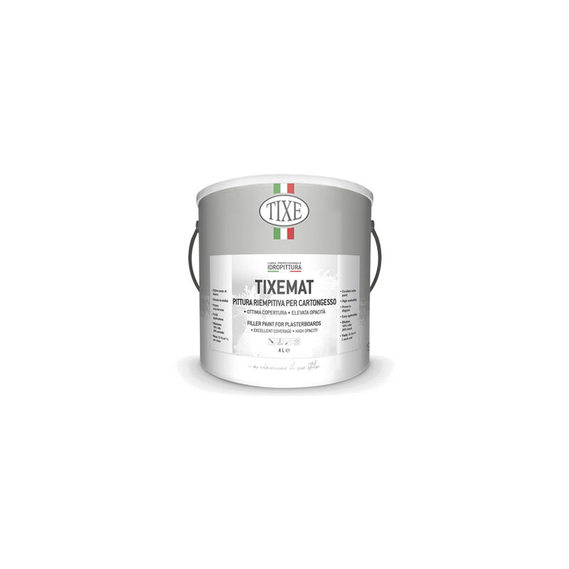 foto del prodotto pittura per interni bianca idropittura super lavabile coprente riempitiva murale tixe tixe mat 4 litri