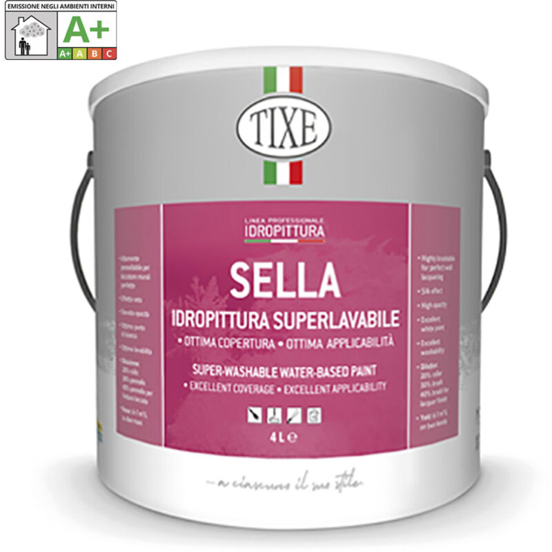 foto del prodotto pittura per interni sella super lavabile bianca idropittura superlavabile tixe 4 lt