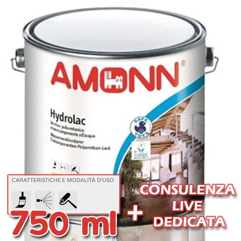 foto del prodotto pittura per legno all acqua vernice amonn hydrolac 750ml opaco trasparente incolore 0