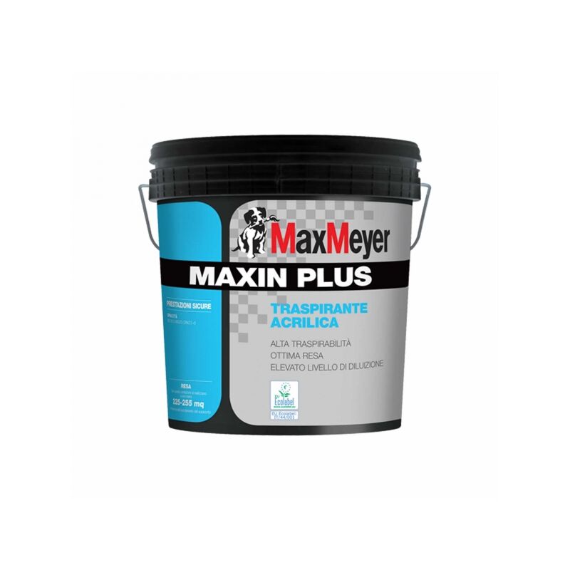 foto del prodotto pittura traspirante acrilica maxin plus bianca 14 lt max meyer