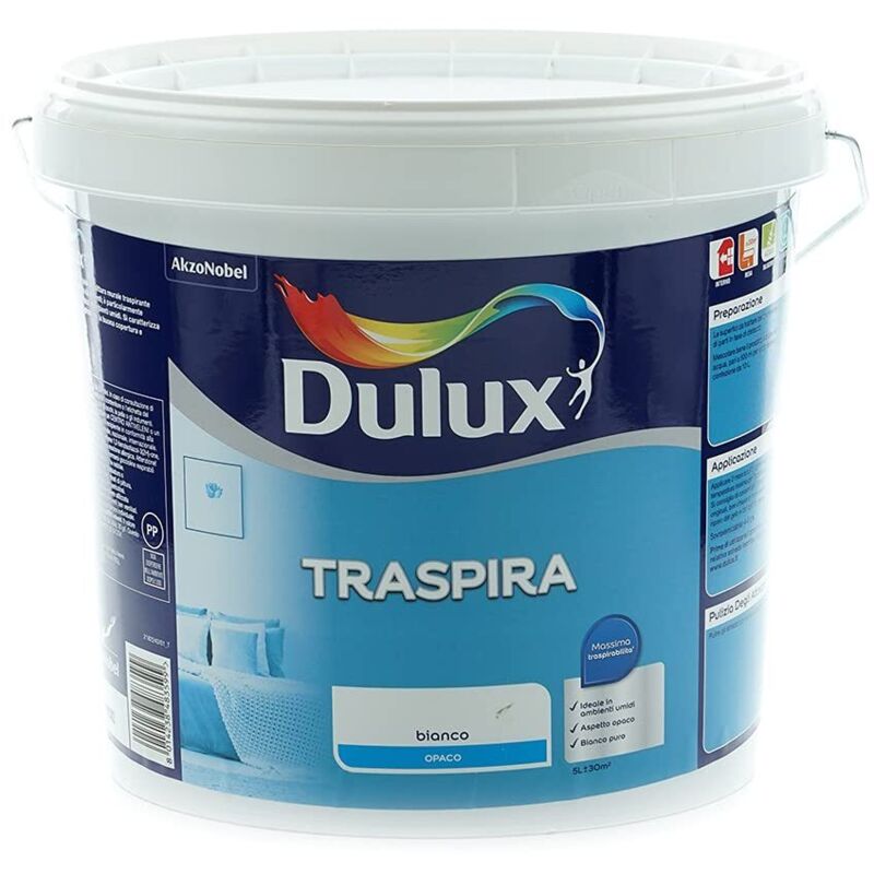 foto del prodotto pittura traspirante bianca 5l dulux traspira