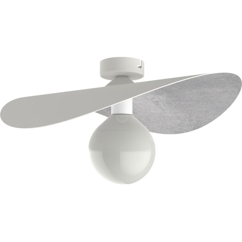 foto del prodotto piuma plafoniera, 1x e27, max 42w, metallo, bianco opaco foglia argento, d.40cm lumicom