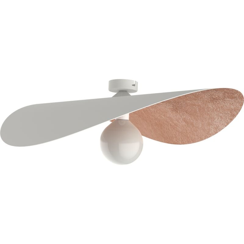 foto del prodotto piuma plafoniera, 1x e27, max 42w, metallo, bianco opaco foglia rame, d.60cm lumicom