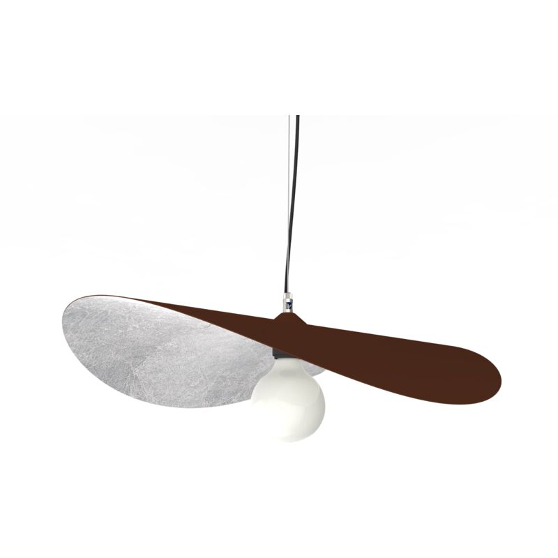 foto del prodotto piuma sospensione, 1x e27, max 42w, metallo, marrone corten foglia argento, d.60cm lumicom