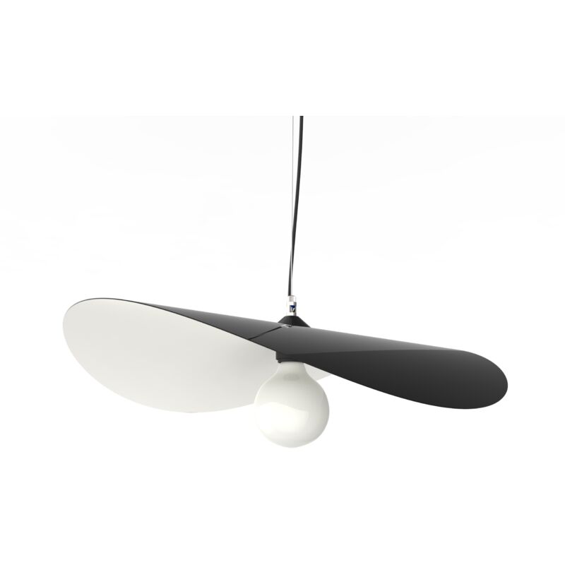 foto del prodotto piuma sospensione, 1x e27, max 42w, metallo, nero lucido bianco, d.60cm lumicom