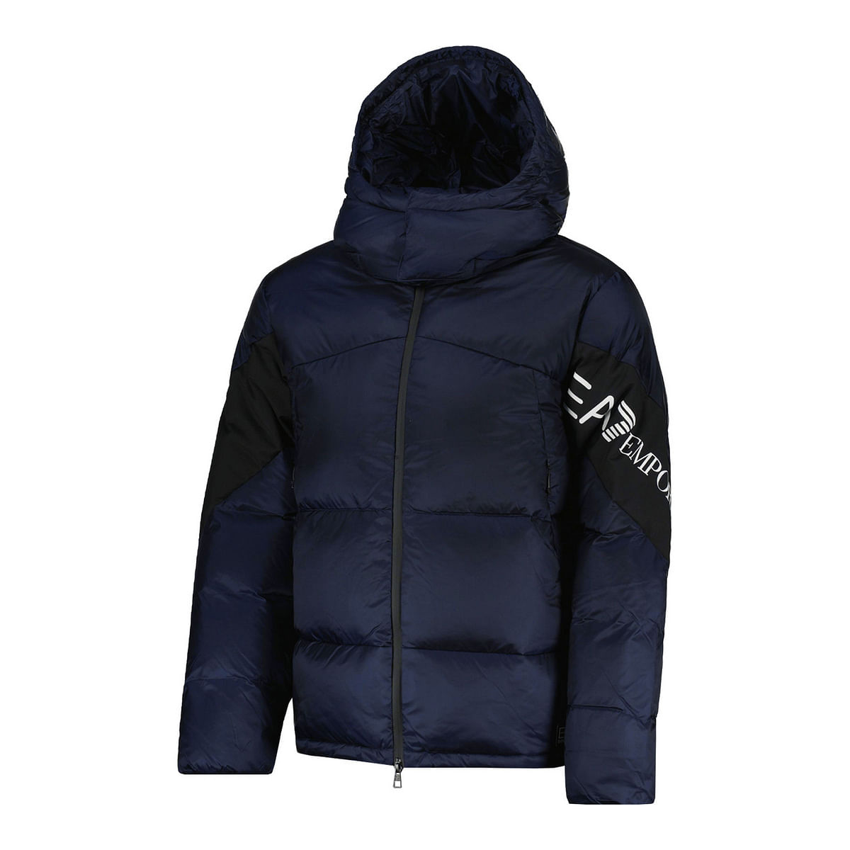 foto del prodotto piumino con cappuccio long logo