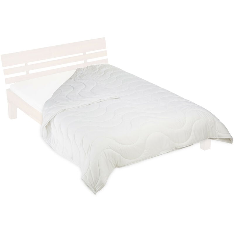 foto del prodotto piumino letto singolo, matrimoniale, 200x220 cm, 4 stagioni, poliestere, trapunta estiva e invernale, bianco relaxdays