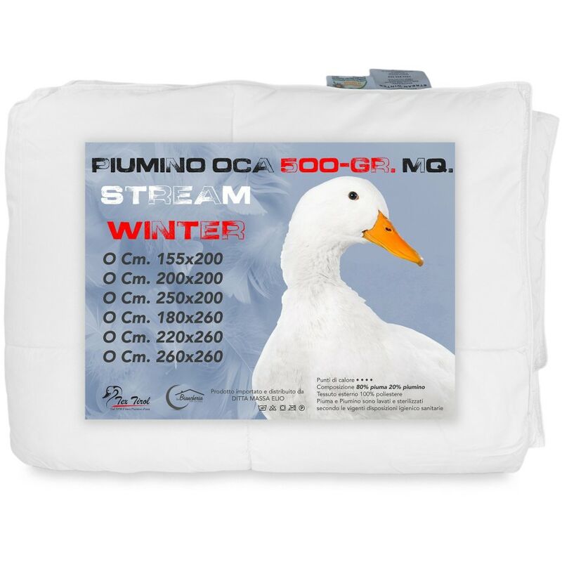 foto del prodotto piumino oca stream 500 gr. 80 piuma oca 20 piumino oca bianco cm. 250x200