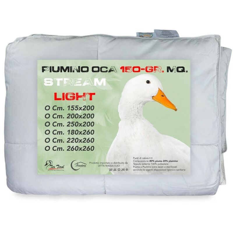 foto del prodotto piumino oca stream estivo leggero 150 gr. 80 piuma oca 20 piumino oca bicolore trapunta 1 piazza cm. 180x260