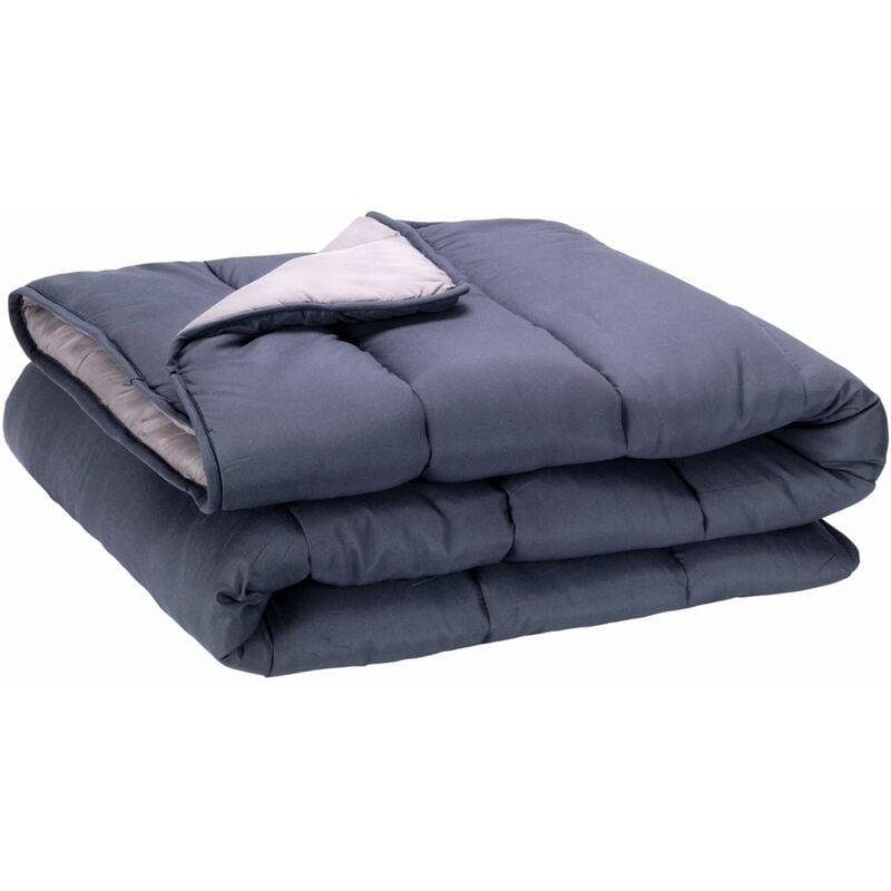 foto del prodotto piumino reversibile 300 gr imbottitura nordica bicolore per letto da 150 tocco piuma, caldo, traspirante, colore grigio chiaro grigio naturale,