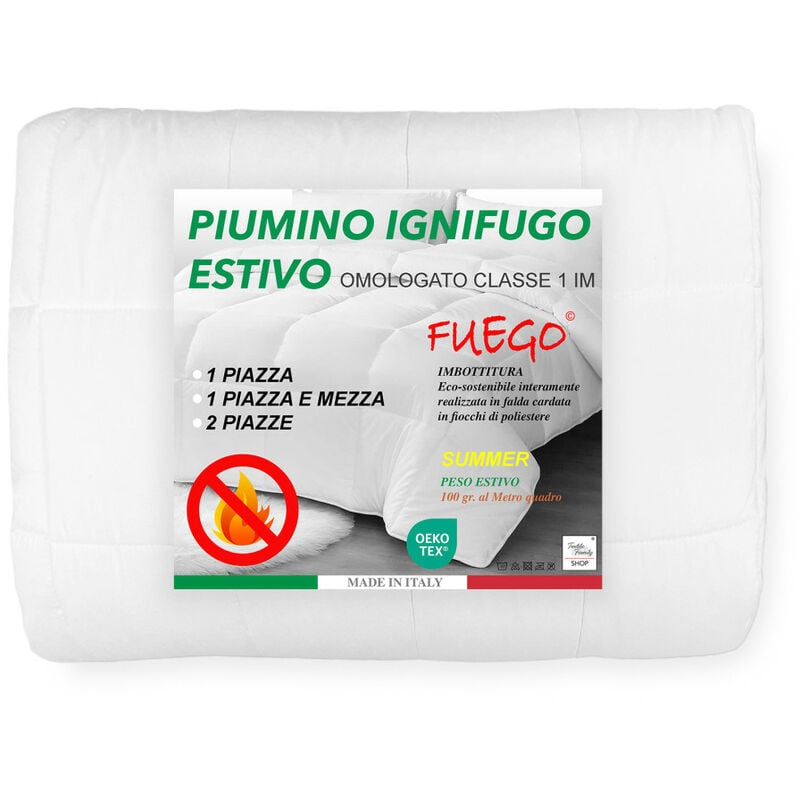 foto del prodotto piumino sintetico estivo ignifugo antifiamma made in italy omologato 1 piazza