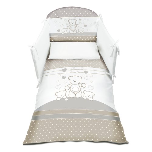 foto del prodotto piumone lettino italbaby 120 003 orsetti set 4 pz tortora
