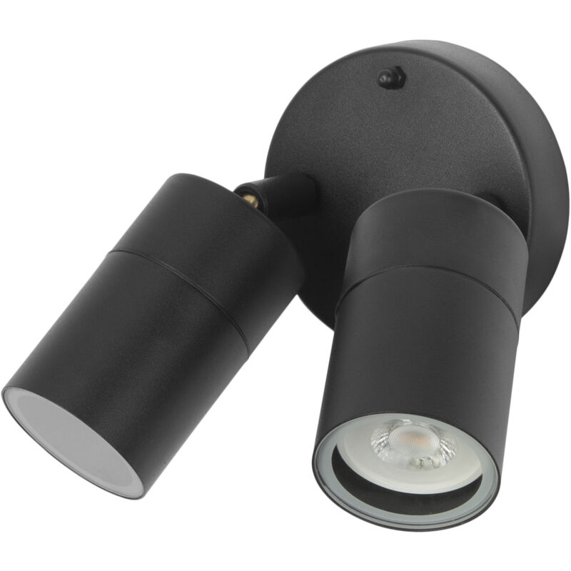 foto del prodotto pixa aplique de pared exterior con 2 focos orientables gu10. focos para jard n y terraza ip44. color negro