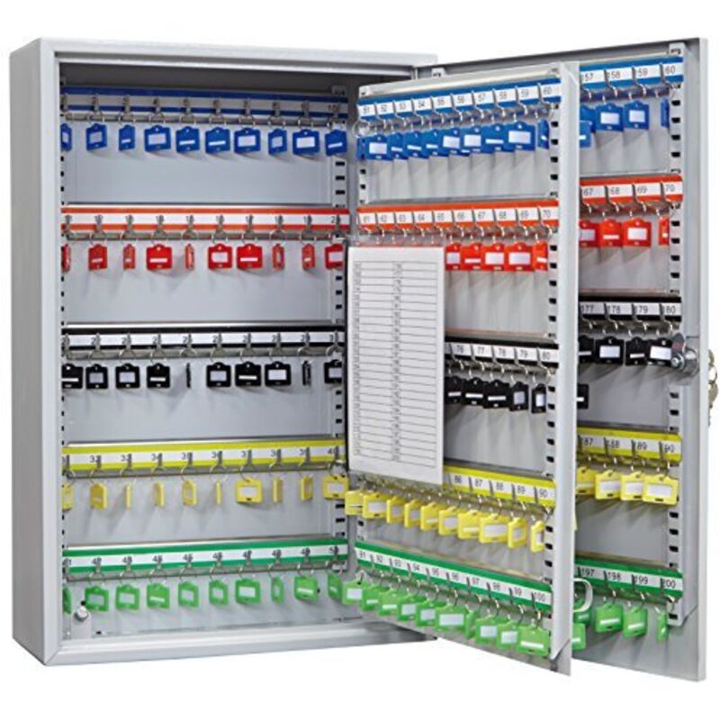 foto del prodotto pl200 cassetta portachiavi con ganci regolabili cassetta di sicurezza per 200 chiavi da muro appendichiavi da parete portachiavi inclusi armadietto