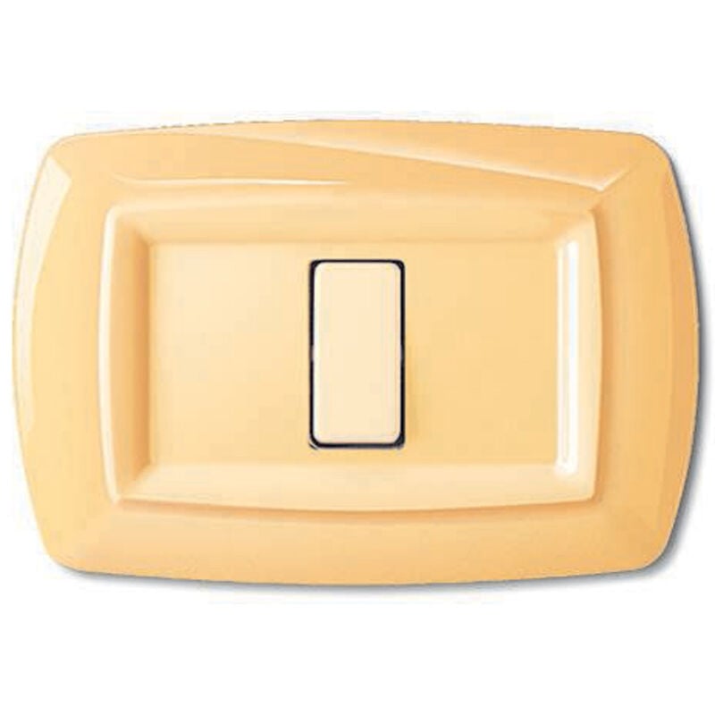 foto del prodotto placca 3 moduli 1 posto tond giallo pastello