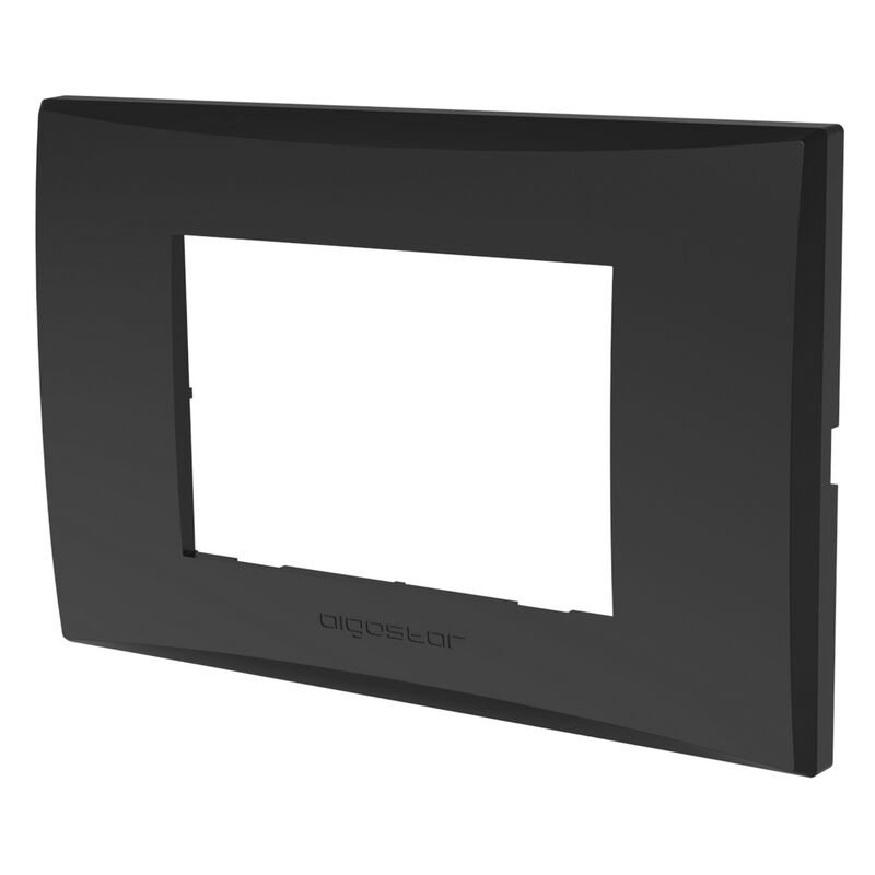 foto del prodotto placca 3 moduli 503 in plastica nera compatibile anche con vimar plana